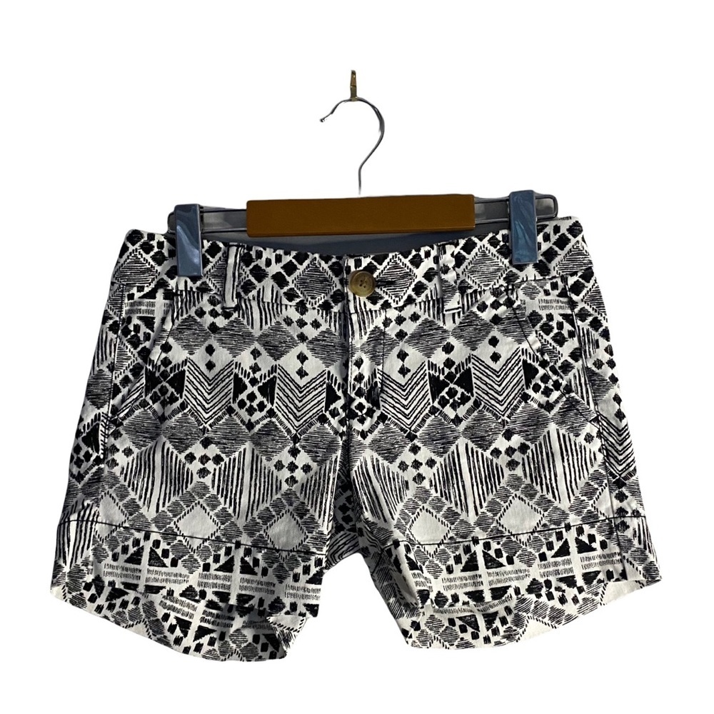 American Eagle Women's Black and White Aztec Midi Shorts